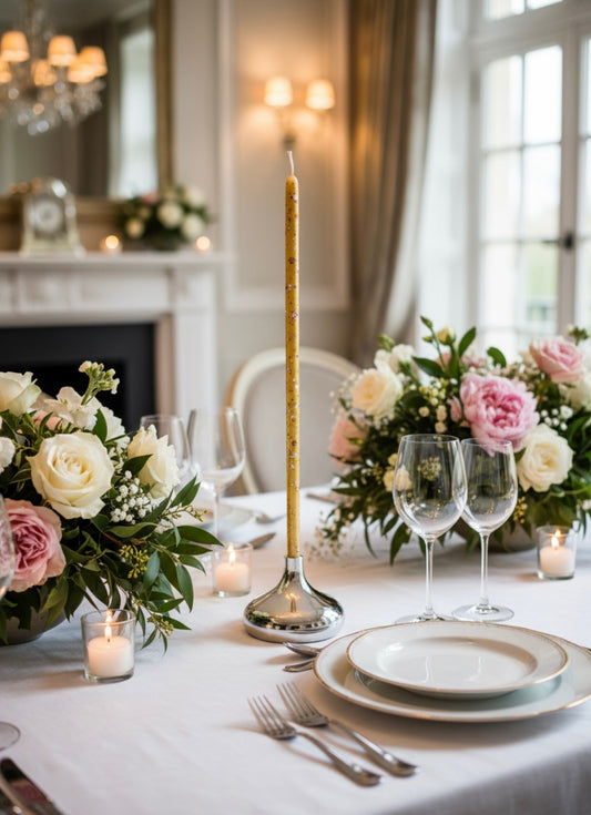 Coffret Éclats d’Or – Bougies fines pailletées de luxe, fabrication artisanale française